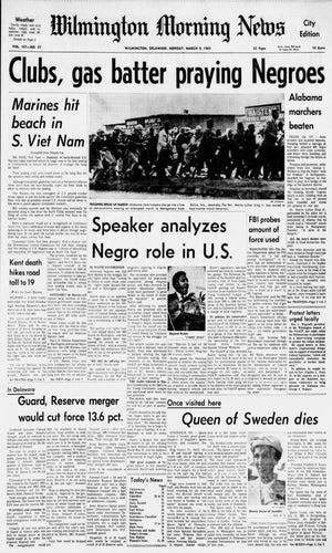 Front page of the Wilmington Morning News from March 8, 1965.