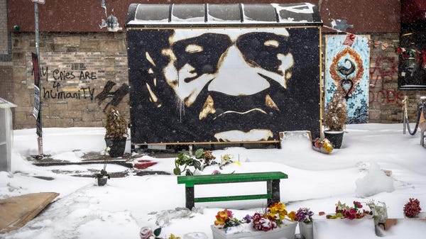 A George Floyd memorial in Minneapolis on Feb. 21,