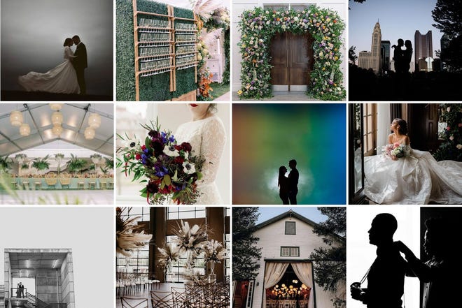 Top row, left to right:  Stephanie West Photography, Thyme & Details, The Estate at New Albany, Haley Elizabeth Studios; middle, left to right: Aiden & Grace, SunflowerKate Florals, Peak & Sparrow Creative, Melissa Chu Photography; bottom, left to right: Derk's Works Photography, Aisle & Co., Little Brook Meadows, Storyteller Adams