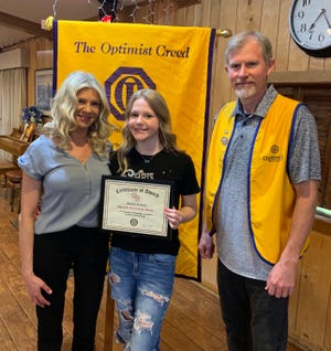 Glen Rose junior high student Russie Randall, who is a cheerleader and volleyball player, was named the February Glen Rose Optimist Club Student of the Month.