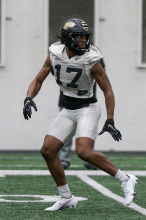 Purdue safety Chris Jefferson (17) during a practice, Wednesday, March 2, 2022 at Mollenkopf Athletic Center in West Lafayette.