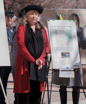 District 2 Santa Fe County Commissioner Anna Hansen attends a demonstration about the Waste Isolation Pilot Plant, Oct. 1, 2022 in Santa Fe.