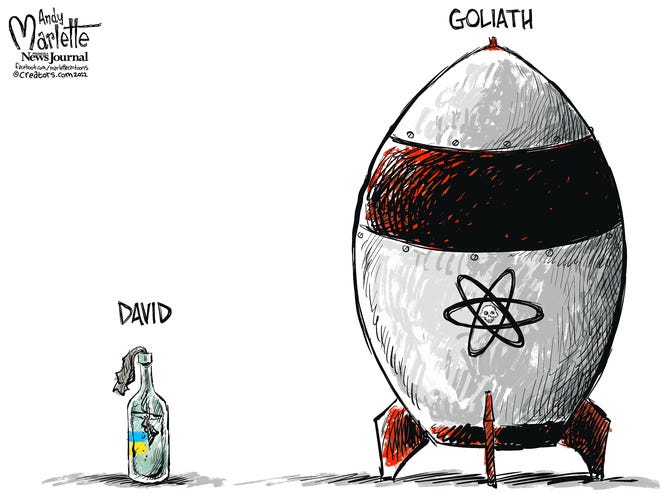 Marlette cartoon: David vs. Goliath