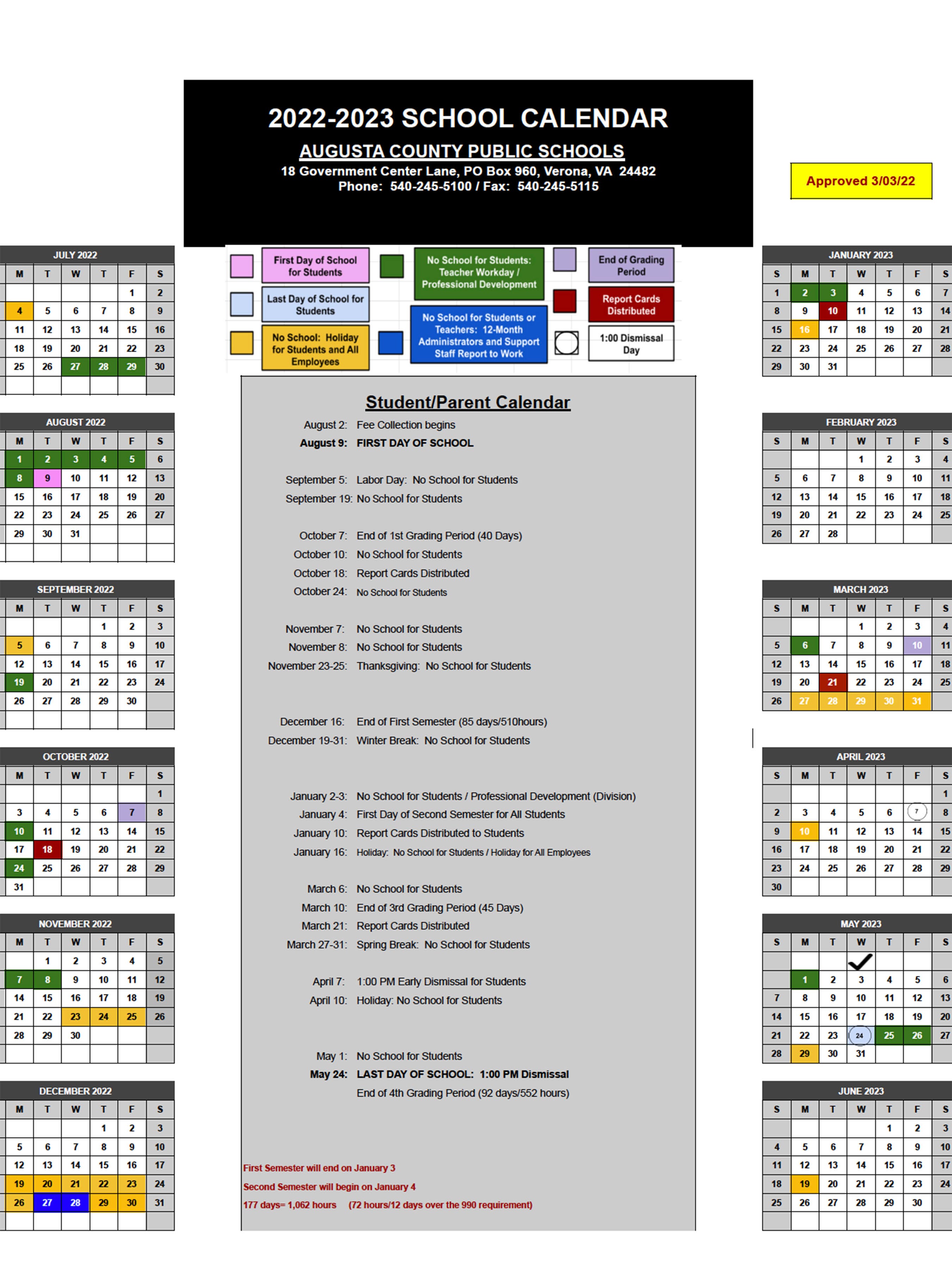 Augusta County approves school calendar for 2022-2023 academic year