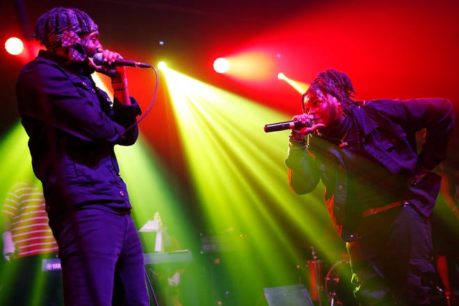 FILE - Squallé and Kxng Blanco performing at the 8th Edition of The Athens Hip-Hop Awards at the Warehouse in downtown Athens, Ga., on Saturday, March 5, 2022.