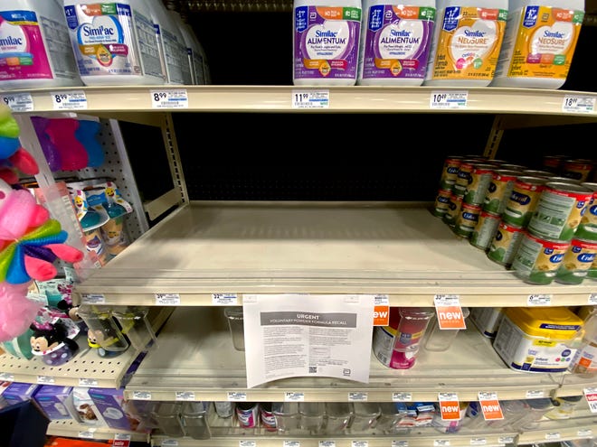"Abbott is initiating a proactive, voluntary recall of powder formulas" according to a notice posted on an empty shelf at a Giant Eagle located at 2801 N. High St. on March 8 in Columbus, Ohio. The recall, combined with supply-chain issues and labor shortages, have contributed to a shortage of infant formula in the United States.