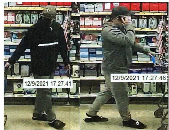 Gonzales Police released surveillance images of two suspects accused of using a stolen credit card.