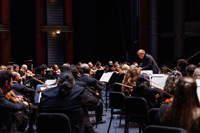 Conductor Gerald Schwarz led Palm Beach Symphony during its Monday program at the Kravis Center