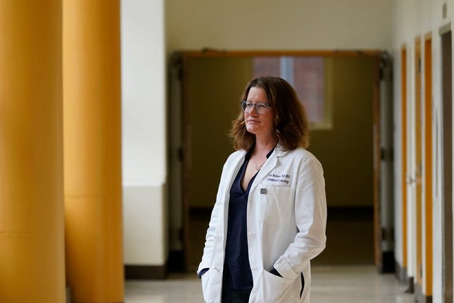 Jody Steinauer, director at the Bixby Center for Global Reproductive Health, poses for photos at Zuckerberg San Francisco General Hospital and Trauma Center in San Francisco, Thursday, March 3, 2022.