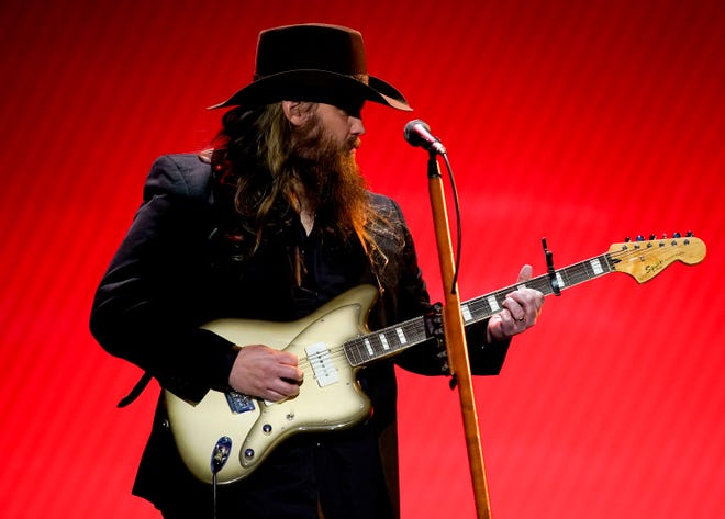 Chris Stapleton performs during the 57th Academy of Country Music Awards at Allegiant Stadium in Las Vegas, Nev., Monday, March 7, 2022.