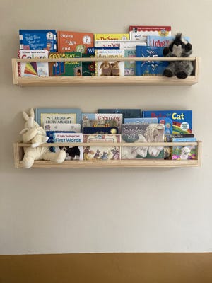 Tess Bennett built these shelves for her nursery.  They were not as easy as she had hoped.