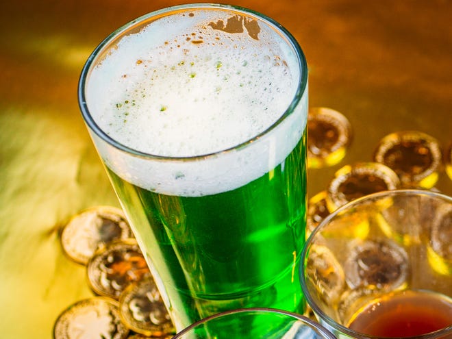 Green beer is synonymous with St. Patrick's Day on March 17.