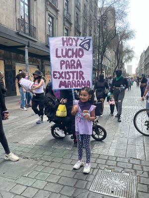 Women and children marched the streets of Mexico City on International Women's Day, calling for justice during the 8M march in Mexico City, on March 8, 2022.