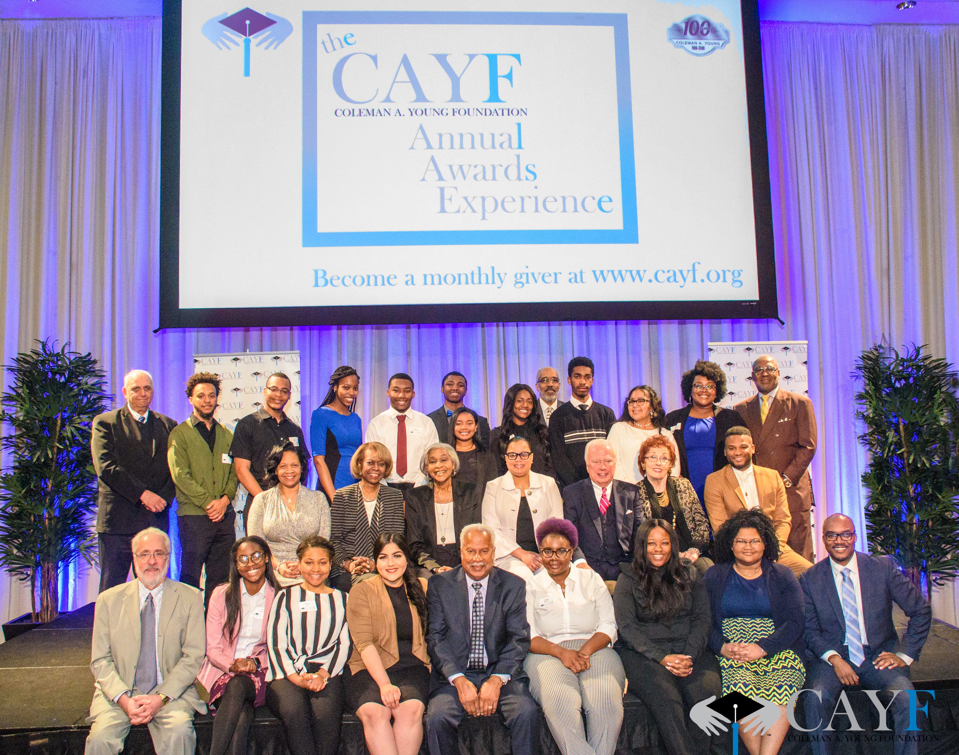 Coleman A. Young Foundation scholarship recipients--past and present--along with staff and board members have not been able to come together for the CAYF Annual Awards Experience since 2019.  CAYF leadership is hopeful that the 2022 CAYF scholarship recipients will be able to be recognized at an in-person, outdoor even this summer on the campus of the Marygrove Conservancy.