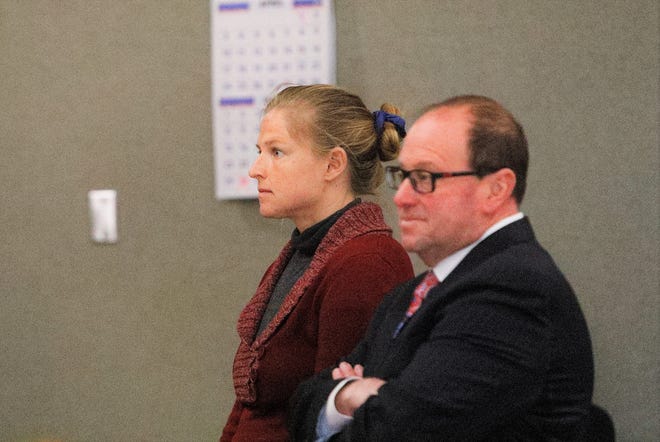 Alexandra Souverneva, left, appears with her attorney, Gregg Cohen, during her court appearance on Thursday, March 10, 2022, in Shasta County Superior Court.
