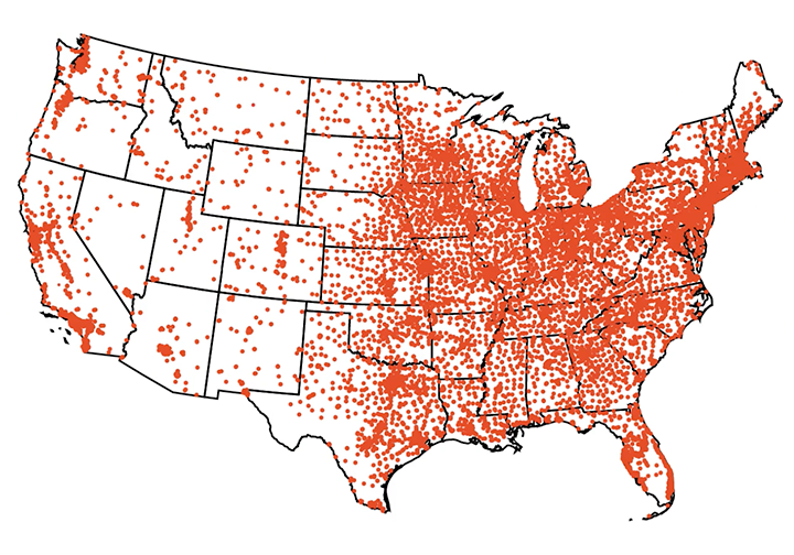 Map of nursing homes