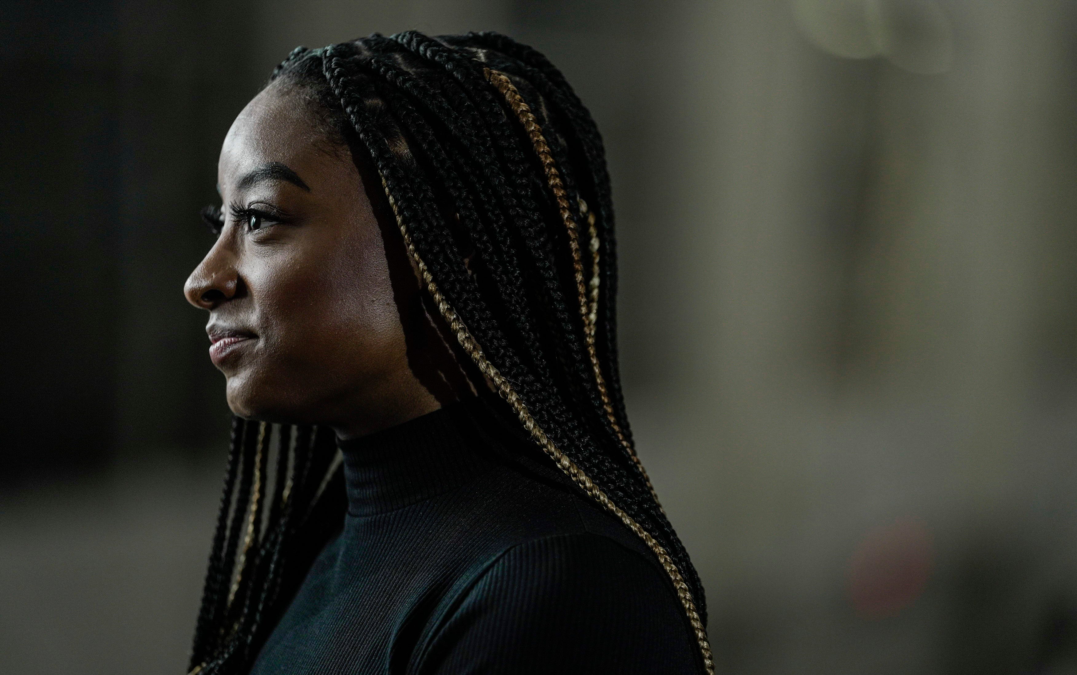 USA TODAY Women of the Year honoree Simone Biles poses for a portrait while at World Champions Centre Gymnastics Training Center on Tuesday, March 8, 2022.