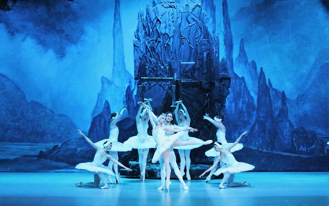 The hand-painted backdrop for "Swan Lake."