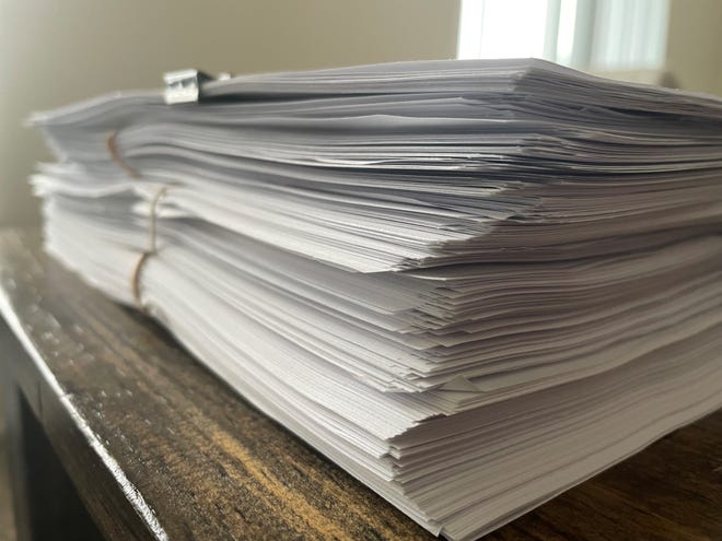 The hefty stack of FOIA requests the City of Livonia received in 2021.
