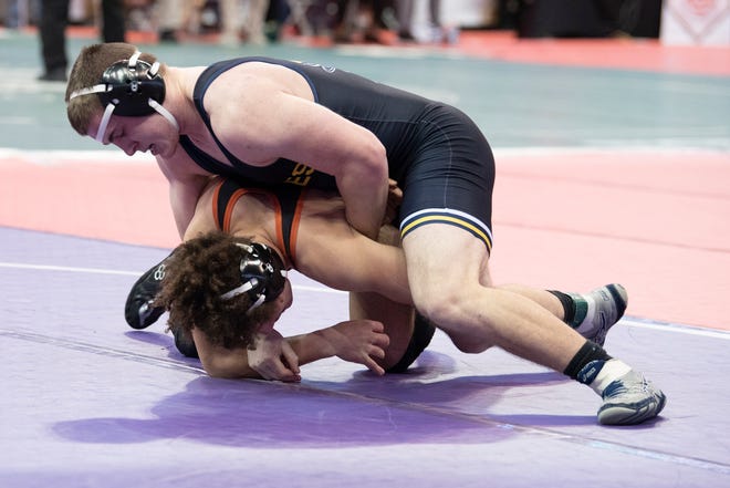 Lancaster’s Ajay Locke competed in a 190-pound match on day one of the 85th annual OHSAA state wrestling tournament  at Schottenstein Center in Columbus,  Ohio, on March 11-13, 2022.