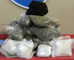 The Texas Department of Public Safety seized more than 4 pounds of suspected methamphetamine and 13 pounds of suspected marijuana after a Texas Highway Patrol Trooper stopped a vehicle in Carson County on Monday morning.