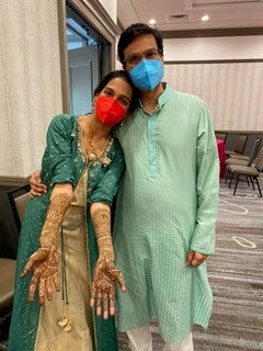 Dr. Manoj Jain with his Daughter at the Henna Ceremony