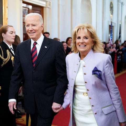 President Joe Biden and first lady Jill Biden arri