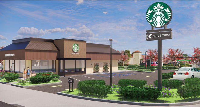 Property owners of 2551 N. Vineyard Ave. won an appeal Tuesday to replace a Wendy's restaurant with a Starbucks coffee shop. Pictured above is a rendering of the planned Starbucks.