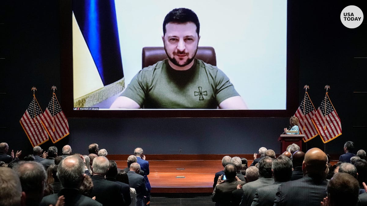 Ukrainian President Volodymyr Zelenskyy delivers a virtual address to Congress.