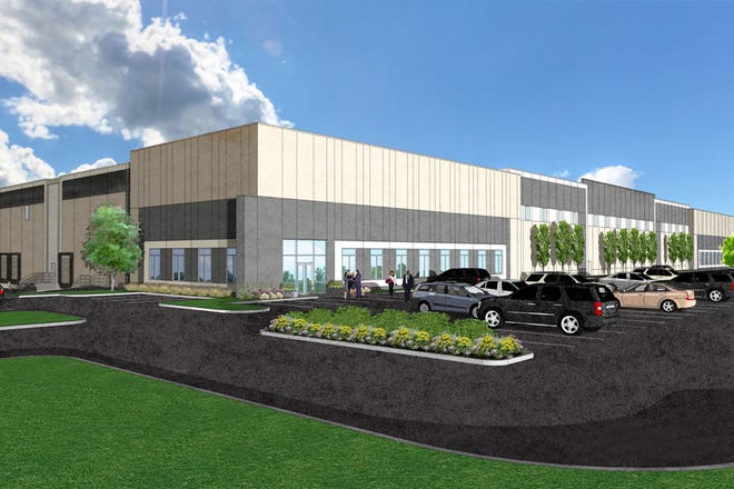 This rendering depicts the Eastland Commerce Center planned for the site of the former Eastland Center shopping mall.