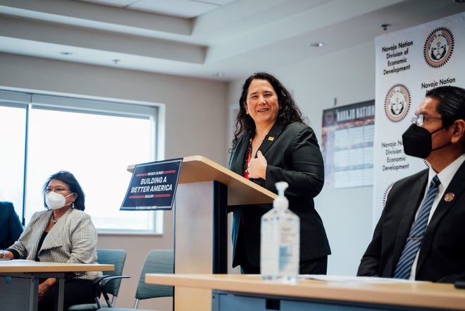 U.S. Small Business Administration Administrator Isabella Casillas Guzman speaks at a Navajo Nation Division of Economic Development event Feb. 22 in Window Rock.