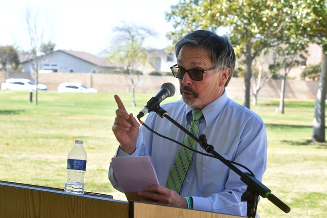 Oxnard College President Luis Sanchez speaks at an event in March.