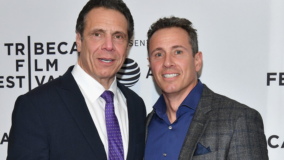 Former New York Gov. Andrew M. Cuomo, left,  and former CNN anchor Chris Cuomo in 2018 in New York City.