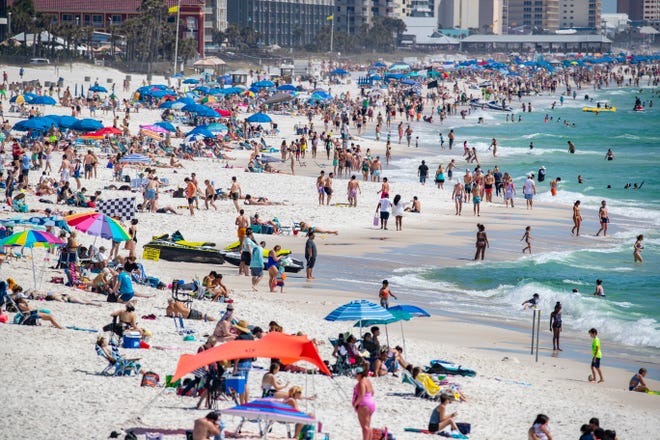 Panama City Beach is flooded with tourists March 17. March 2022 was the busiest March in the tourism history of Panama City Beach, generating almost $2.9 million in tourism development tax revenue.