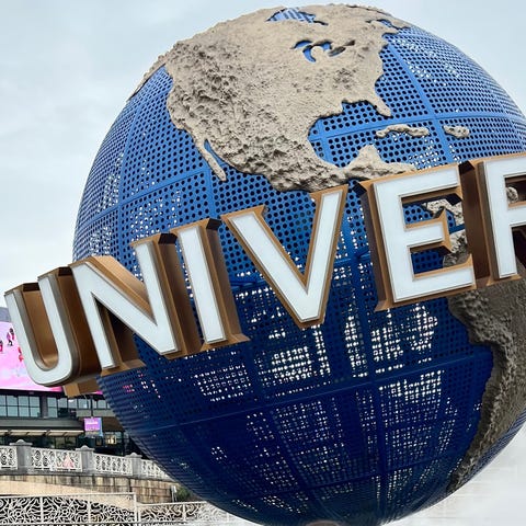 Universal's iconic logo serves as a popular backdr