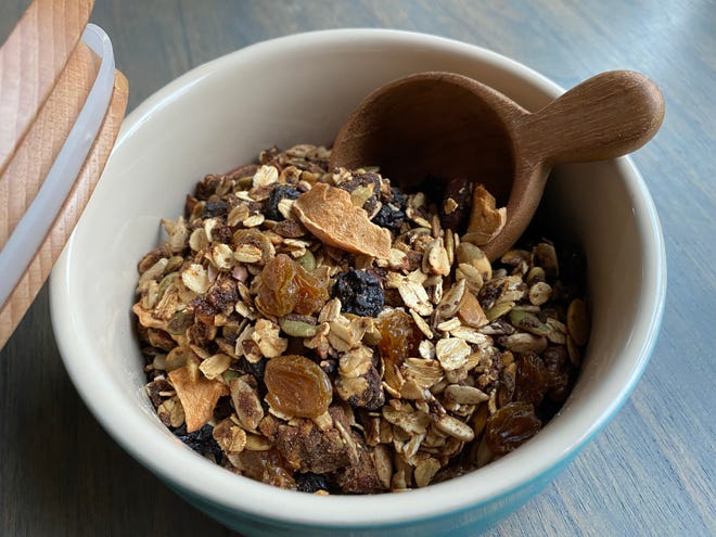 Peanut Butter Granola is calorie-dense, but a very nice option to fuel your body.