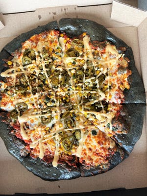 The Jabee, like all of the pies at Eastside Pizza House features the shop's signature black crust.