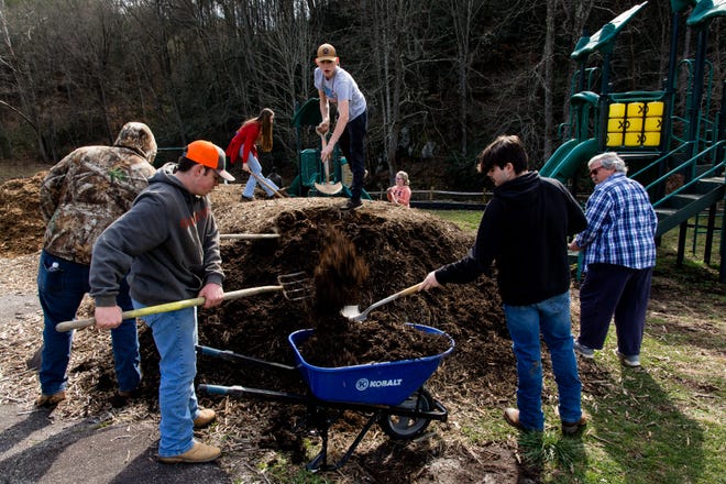 More than 40 Madison High students assisted with a project-based learning trip to help restore a stream at Beech Glen Community Center in Mars Hill March 15.