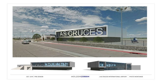 Les premiers concepts artistiques pour la rénovation des terminaux de l'aéroport international de Las Cruces ont été présentés au conseil municipal de Las Cruces le 21 mars 2022.