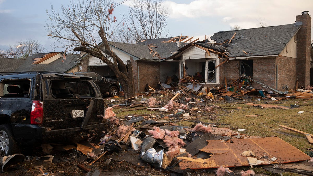 This house on Oxford Drive in Round Rock was one of several houses on the street that were heavily damaged by a tornado on Monday March 21, 2022.
