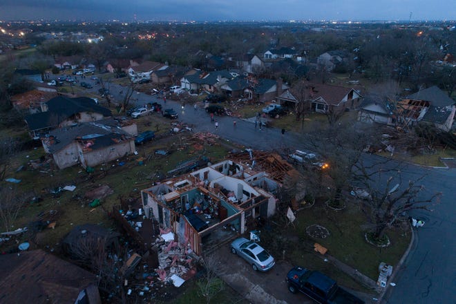 Several homes on Oxford Avenue and Stratford Drive in Round Rock were badly damaged by a tornado on Monday night.