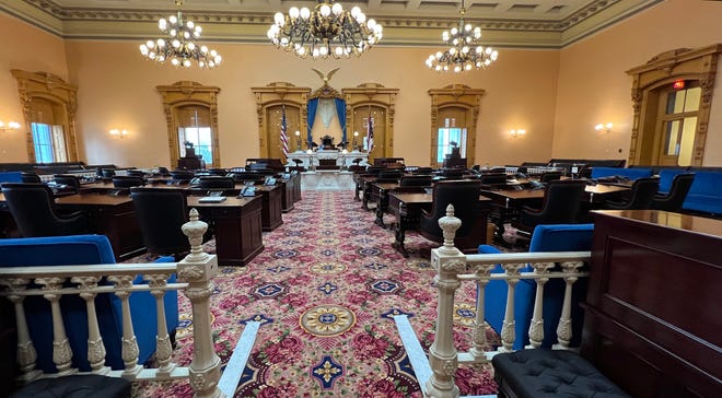 The Ohio Senate chambers at the Ohio Statehouse.