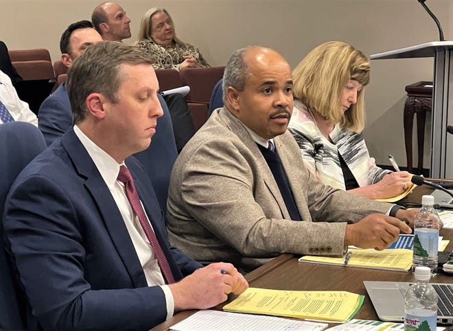 Deputy County Administrator Earl Alexander, center, said Monday federal COVID-relief funds will be used to expand broadband internet to rural areas in northern and southern Spartanburg County. Also pictured are County Administrator Cole Alverson, left, and Debbie Ziegler, clerk to council, right.