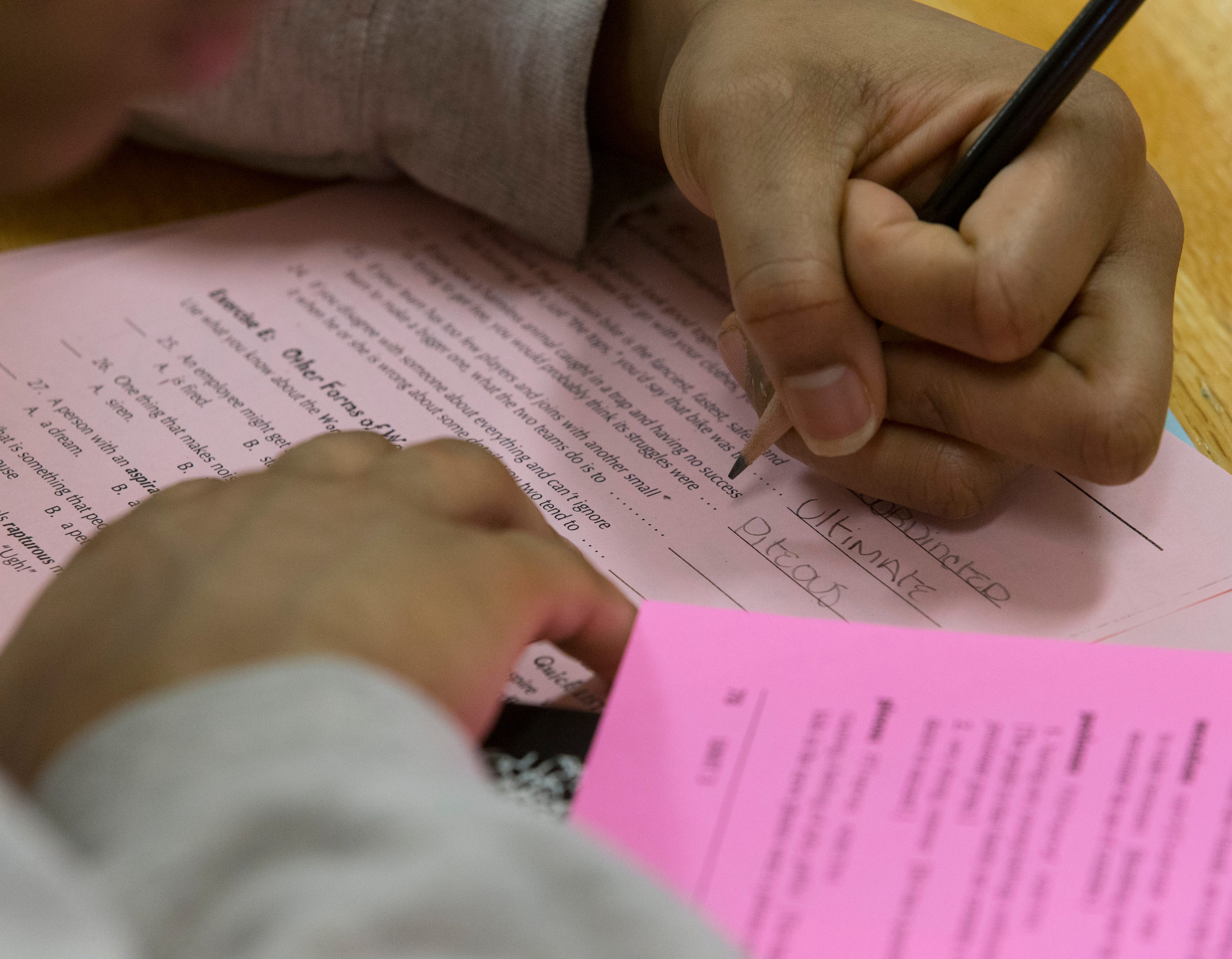 A student works in a class that is part of the Milwaukee County Accountability Program at the Vel R. Phillips Juvenile Justice Center in Wauwatosa.