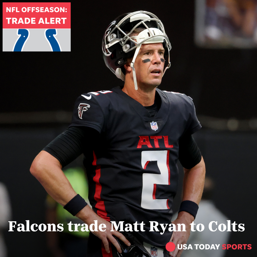Quarterback Matt Ryan was traded from the Atlanta Falcons to the Indianapolis Colts on Monday.