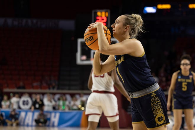Notre Dame guard Dara Mabrey was deadly from long range against Oklahoma on Monday night, hitting 7-of-12 of her 3-point attempts and scoring 29 points in a blowout Irish win.