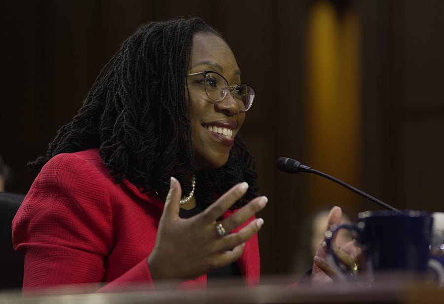 Supreme Court Associate Justice nominee Ketanji Brown Jackson appears before the Senate Judiciary Committee during her confirmation hearing on March 22, 2022 in Washington. Judge Jackson was nominated by President Joe Biden to replace Associate Justice Stephen Breyer, who plans to retire at the end of the term. If confirmed, Judge Jackson will be the first Black woman to sit on the United States Supreme Court. Mandatory Credit: Jarrad Henderson-USA   TODAY