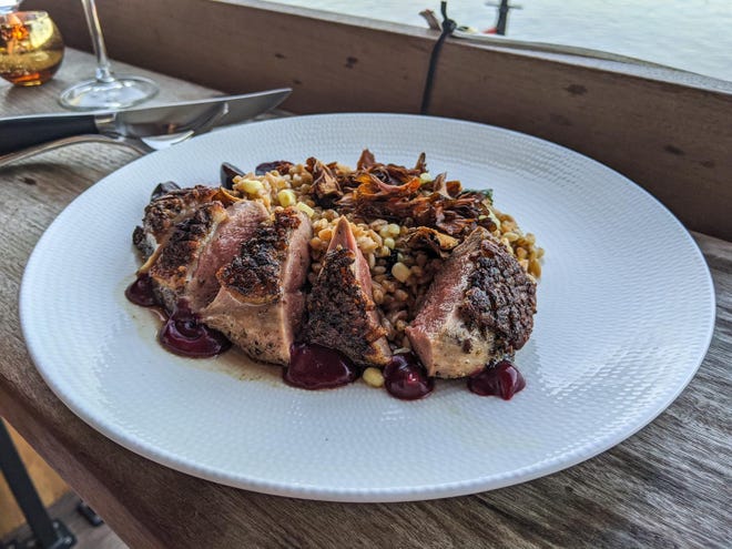 Chef Michael O'Halloran, executive chef at Stella of New Hope, challenged Bobby Flay with his signature dish, hay smoked duck with farro risotto, radicchio and Morello cherry gastrique, on a recent episode of Food Network's Beat Bobby Flay.