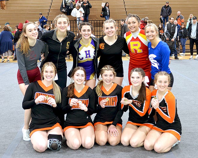 Members of the Big 8 All Conference Competitive Cheerleading First Team
