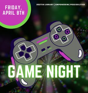 Electronic games and analog games are featured during the Destin Library game night for ages 12 and up.